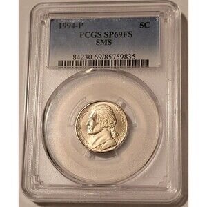 1994 P Jefferson Nickel SMS SP69 FS PCGS